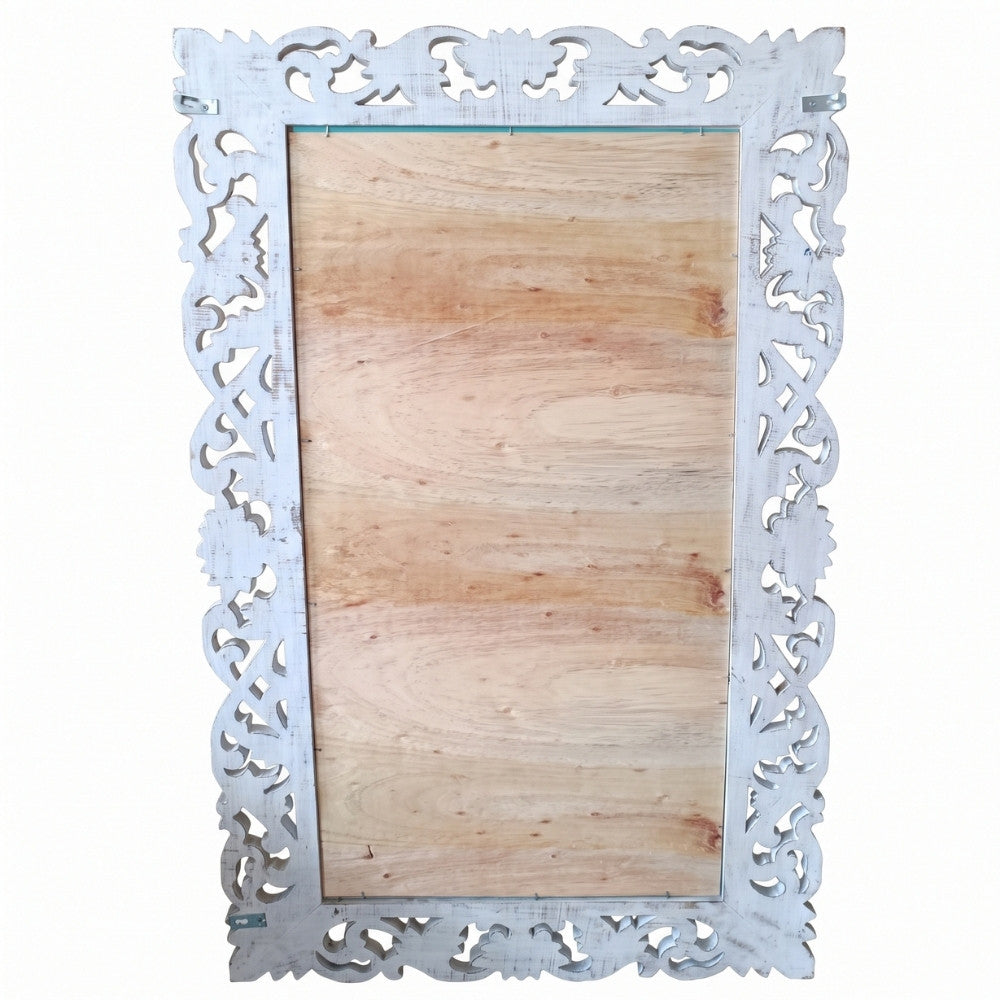 Massivholz Barock-Spiegel MIAMI 180cm antik-weiss Durian-Holz