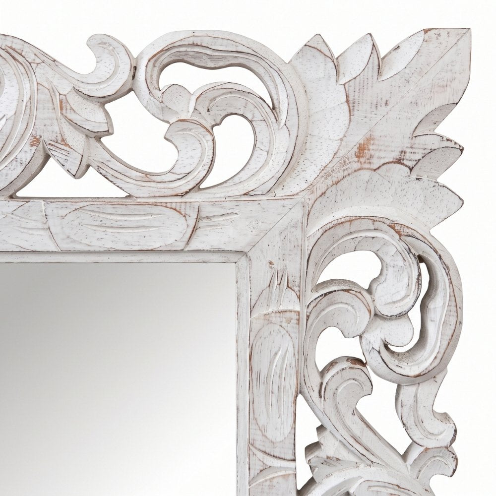 Massivholz Barock-Spiegel MIAMI 120cm antik-weiss Durian-Holz