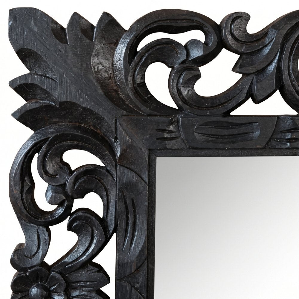 Massivholz Barock-Spiegel MIAMI 180cm antik-schwarz Durian-Holz