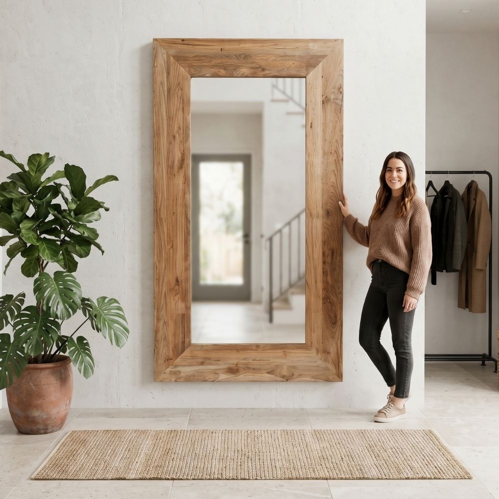 Recycelter Teakholz Spiegel KING 200x100 cm Standspiegel
