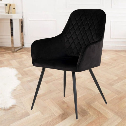 2er Set - Eleganter Stuhl BORA schwarz Samt