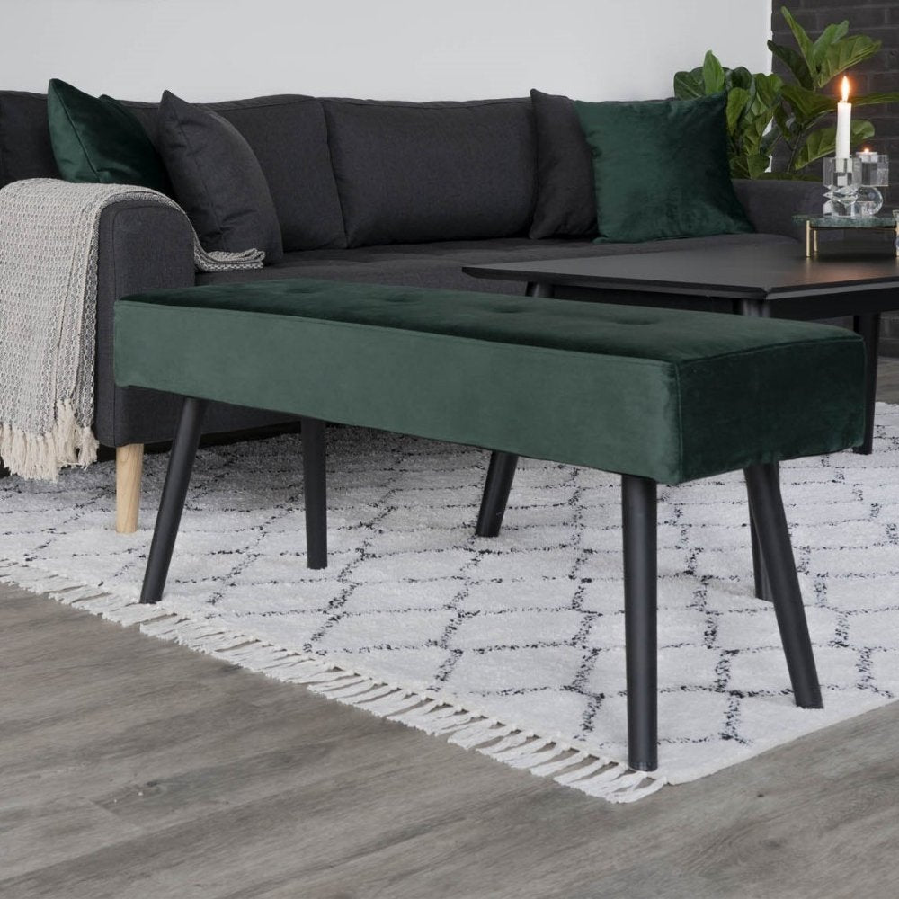 Elegante Bank BISKY dunkelgrün Samt 100cm