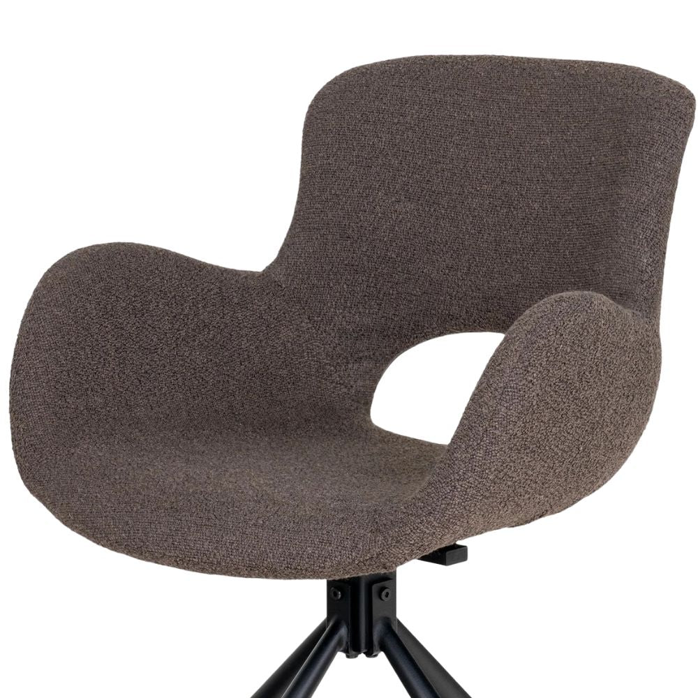 Drehbares 2er Set - Design Stuhl MORIM mushroom-braun Bouclé-Stoff