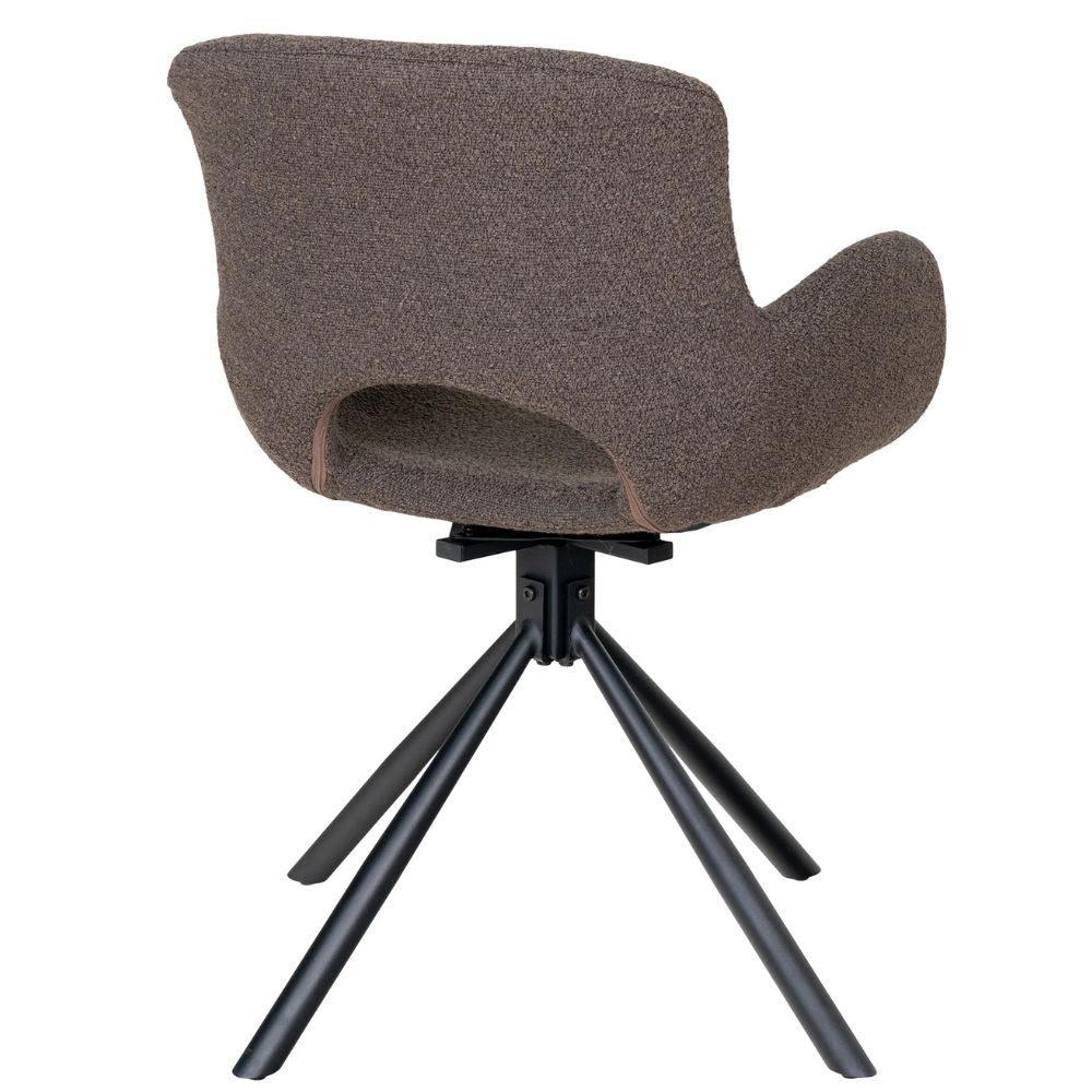 Drehbares 2er Set - Design Stuhl MORIM mushroom-braun Bouclé-Stoff