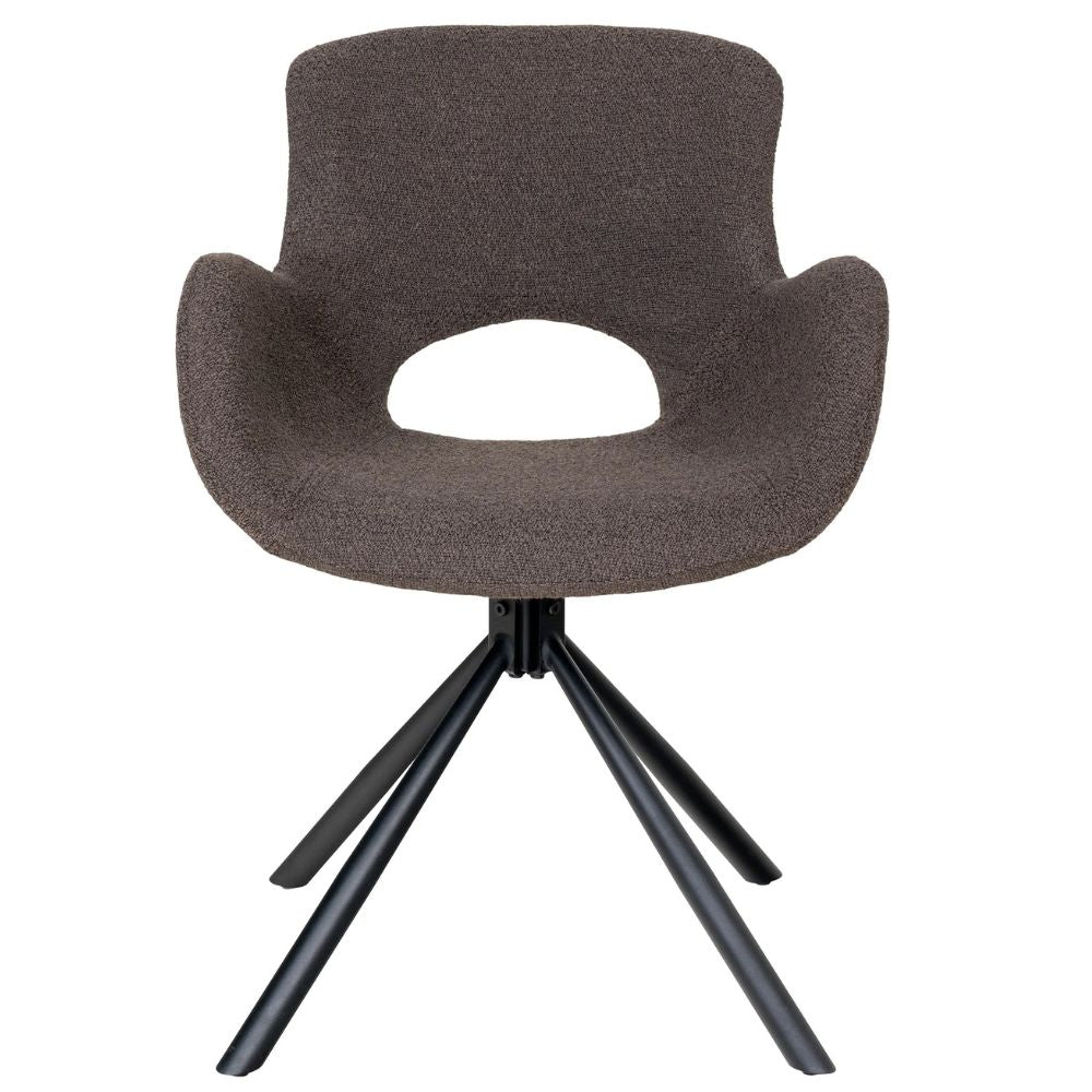 Drehbares 2er Set - Design Stuhl MORIM mushroom-braun Bouclé-Stoff