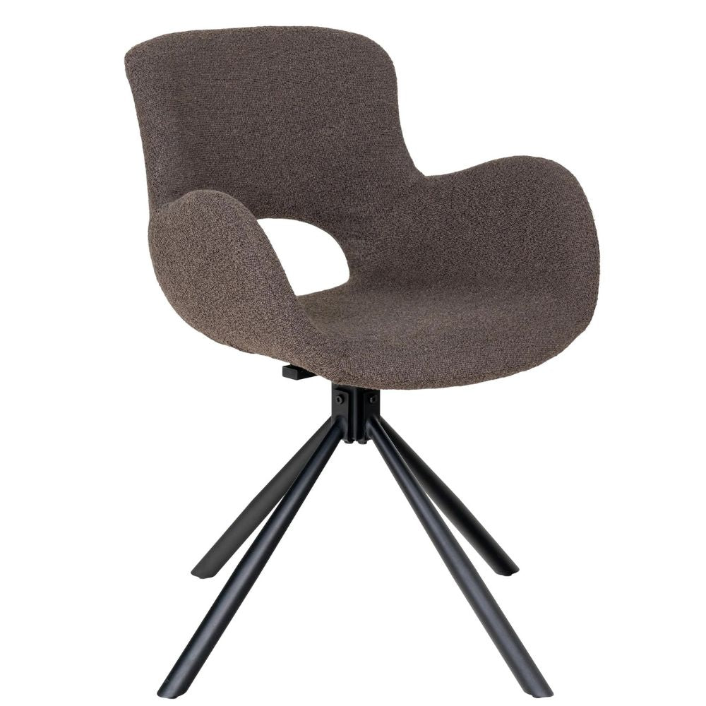Drehbares 2er Set - Design Stuhl MORIM mushroom-braun Bouclé-Stoff