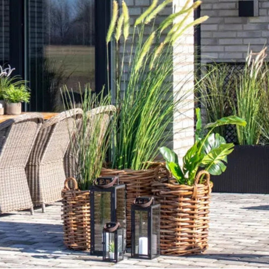 Dickes CL Rattan Korb CESTINO natural D70cm Griffe Pflanzkorb