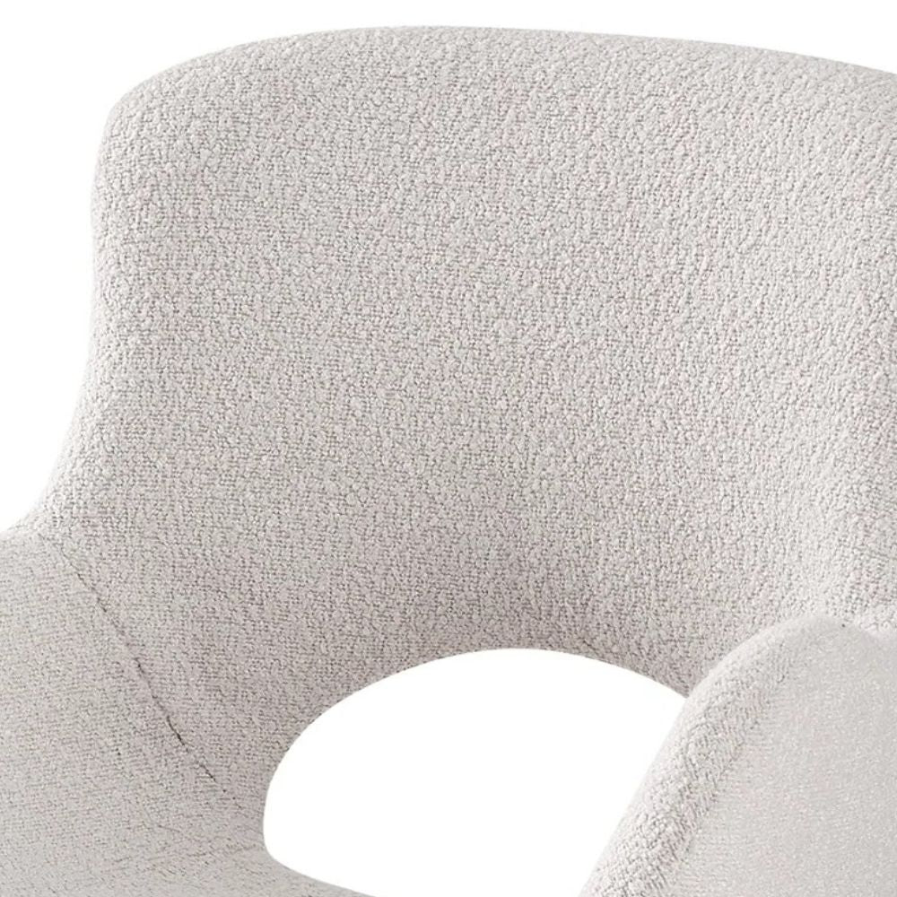 Drehbares 2er Set - Design Stuhl MORIM creme-weiss Bouclé-Stoff