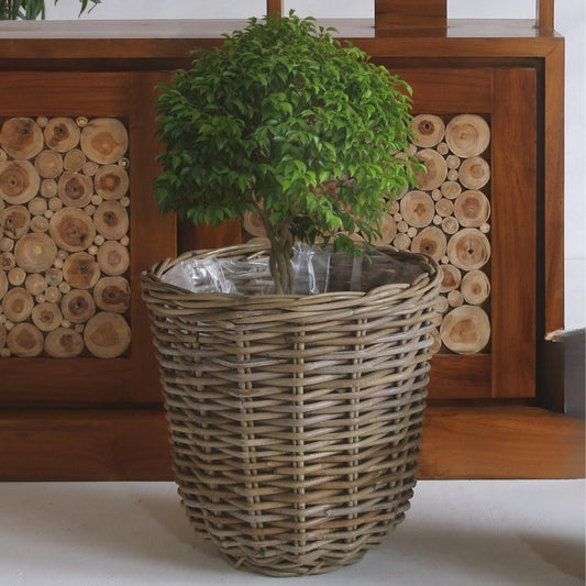 Natur Rattan Pflanzkorb BORKUM Kubu Grey ca.35cm Pflanztopf