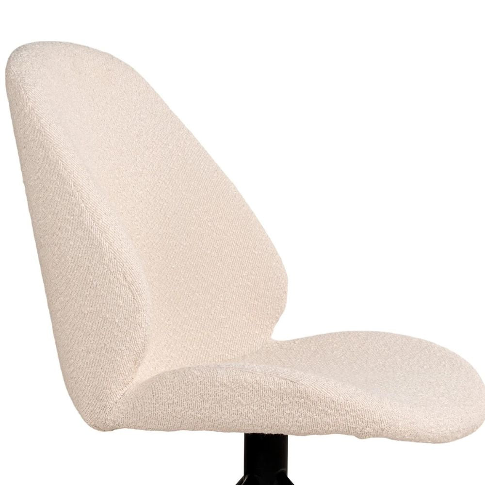 2er Set - Design Drehstuhl VIENNA creme-weiss Bouclé-Stoff