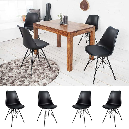 4er Set Design-Klassiker Stuhl NORWAY schwarz Metallgestell schwarz