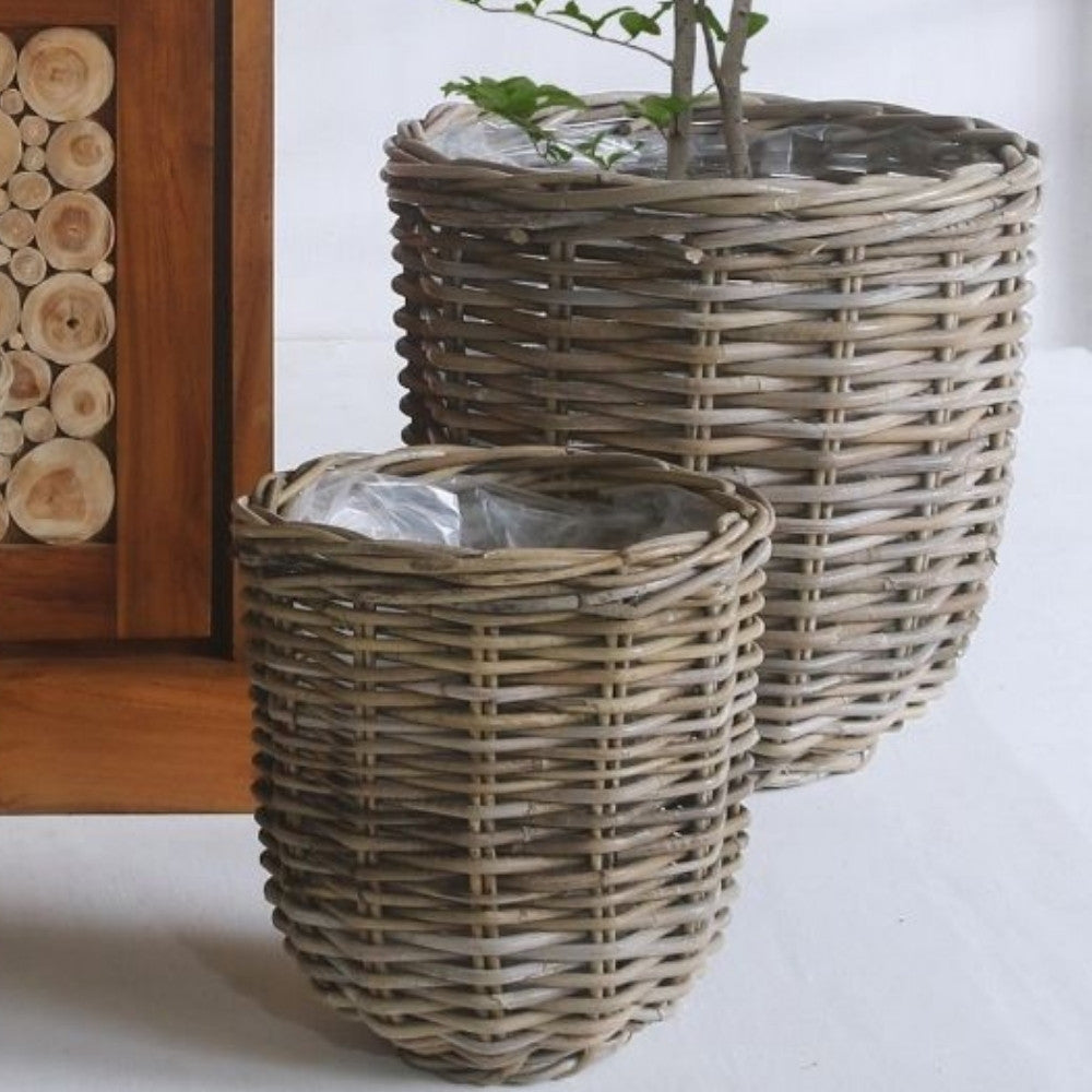 Natur Rattan Pflanzkorb BORKUM Kubu Grey ca.40cm Pflanztopf
