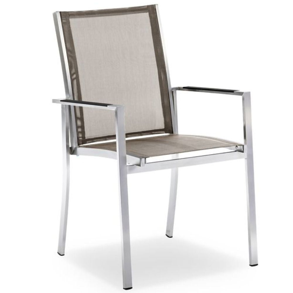 4er-Set Premium Gartenstuhl GINA taupe Edelstahl Aluminium stapelbar