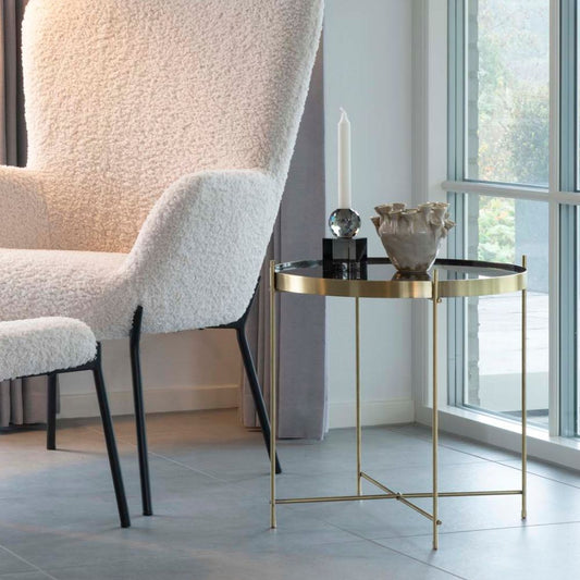 Eleganter Couchtisch VENEDIG messingfarbig Glas ca.ø48xH48cm