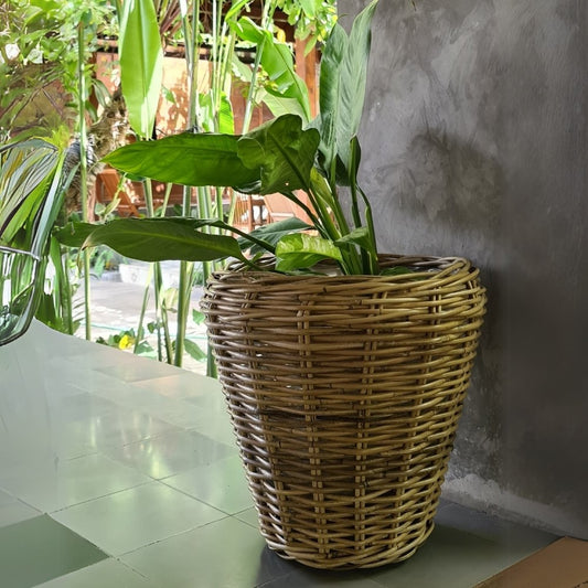 Natur Rattan Pflanzkorb AMRUM Kubu Grey ca.H30cm Pflanztopf