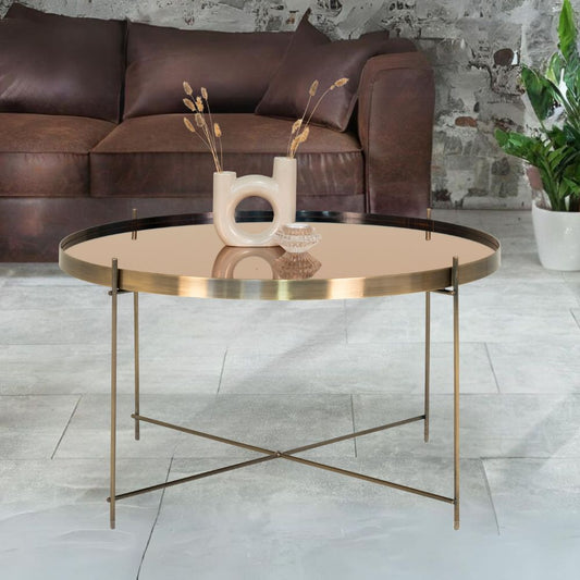 Eleganter Couchtisch VENEDIG messingfarbig ca. ø70cm