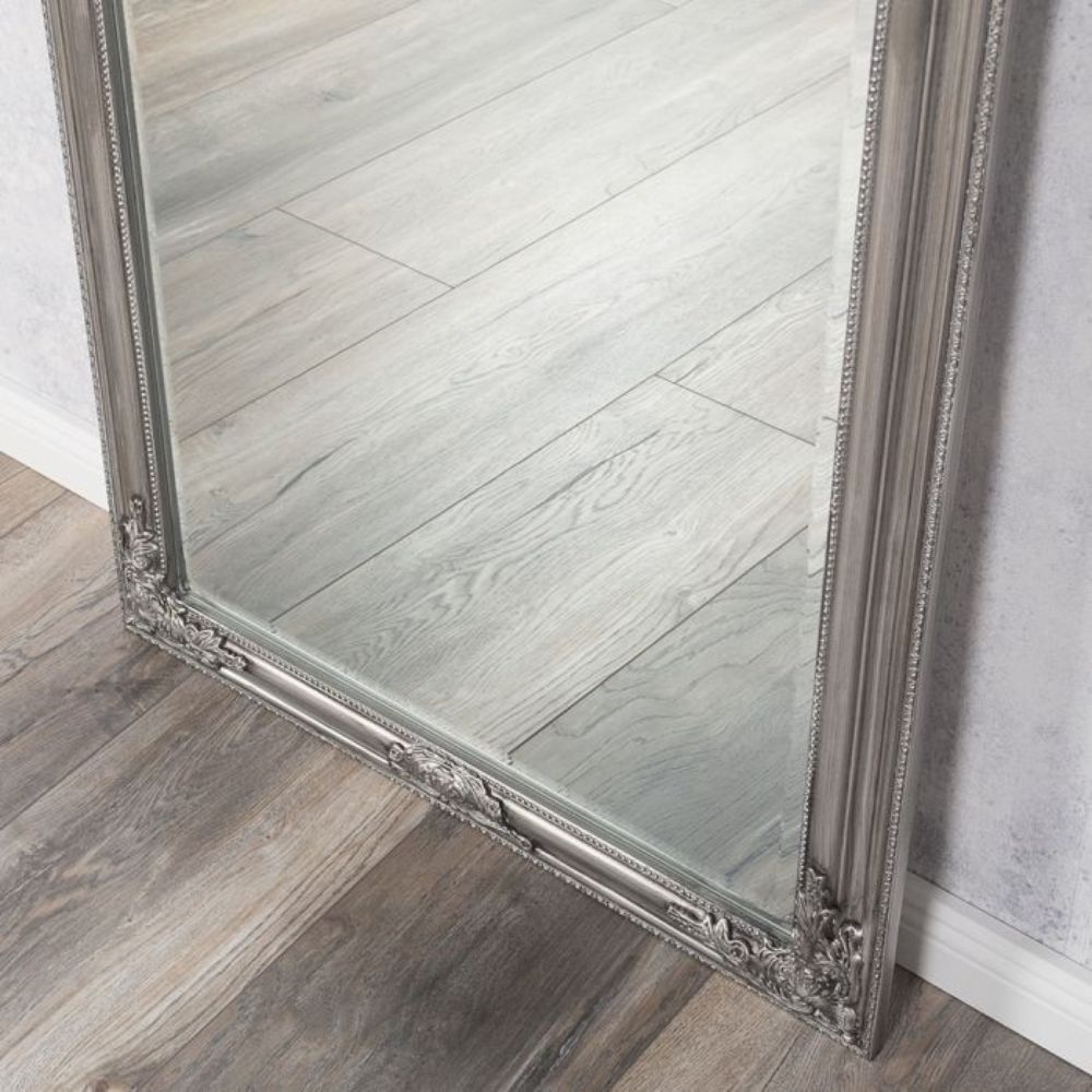 Eleganter Barock-Spiegel BESSA 80x60cm silber-antik Holzrahmen