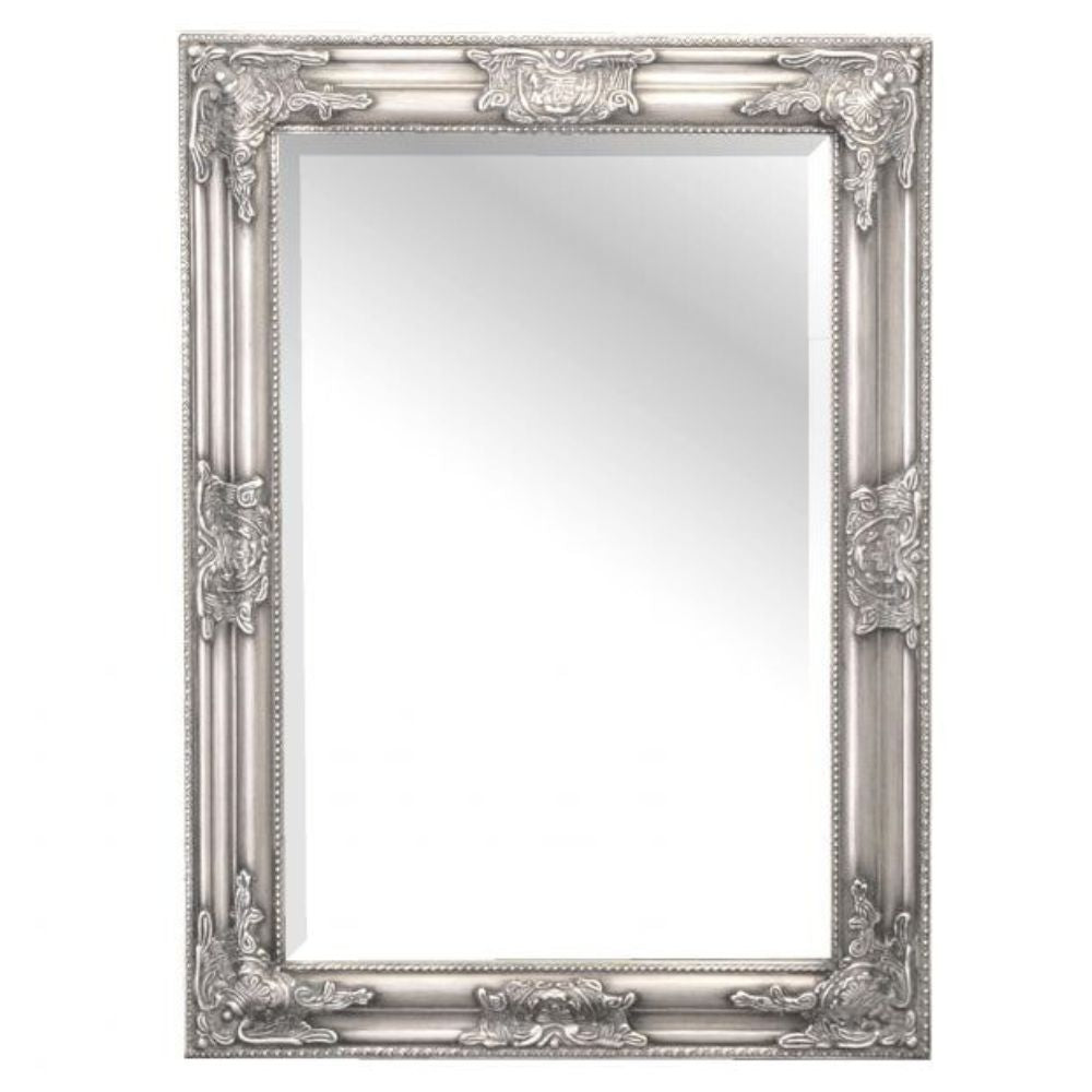Eleganter Barock-Spiegel BESSA 80x60cm silber-antik Holzrahmen