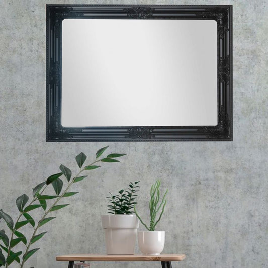Eleganter Barock-Spiegel BESSA 70x50cm schwarz matt Holzrahmen
