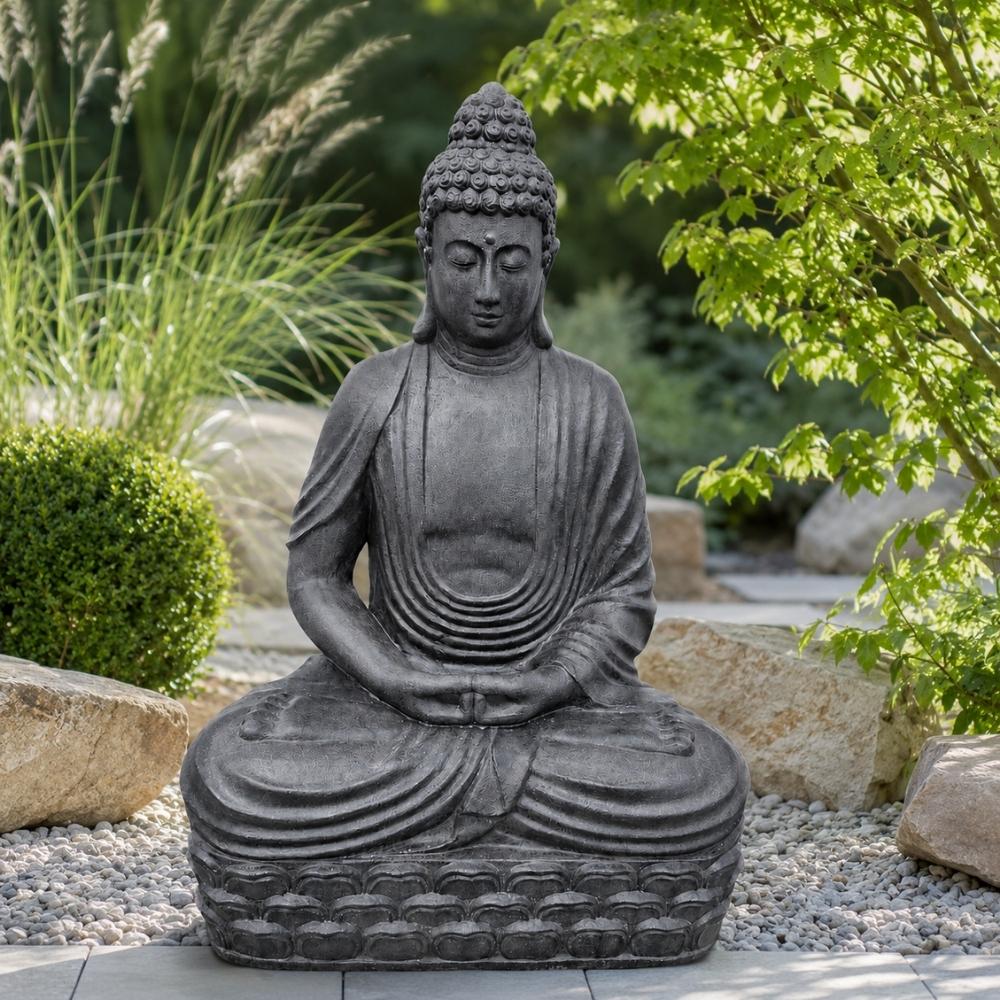 Dekorative Figur BUDDHA PRAYER 160cm anthrazit Garten Indoor