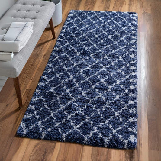 Teppich "MARA Shaggy" Läufer Ultra-Marineblau 80x185 cm