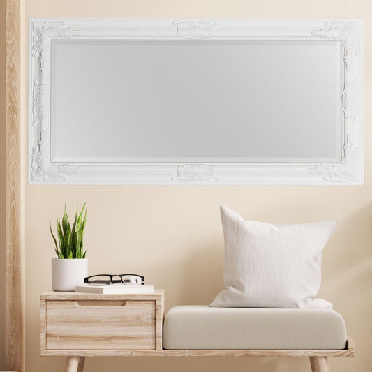 Eleganter Barock Spiegel BESSA 100x50cm weiss Holzrahmen