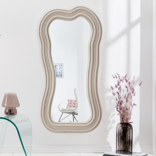 Extravaganter Design Spiegel 100x52cm DIVINA greige