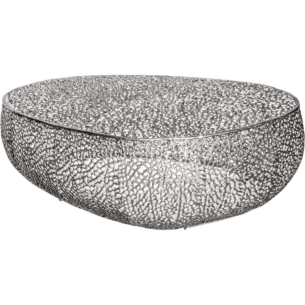 Extravaganter Couchtisch RIXOS ca.120cm Metall silber Handarbeit