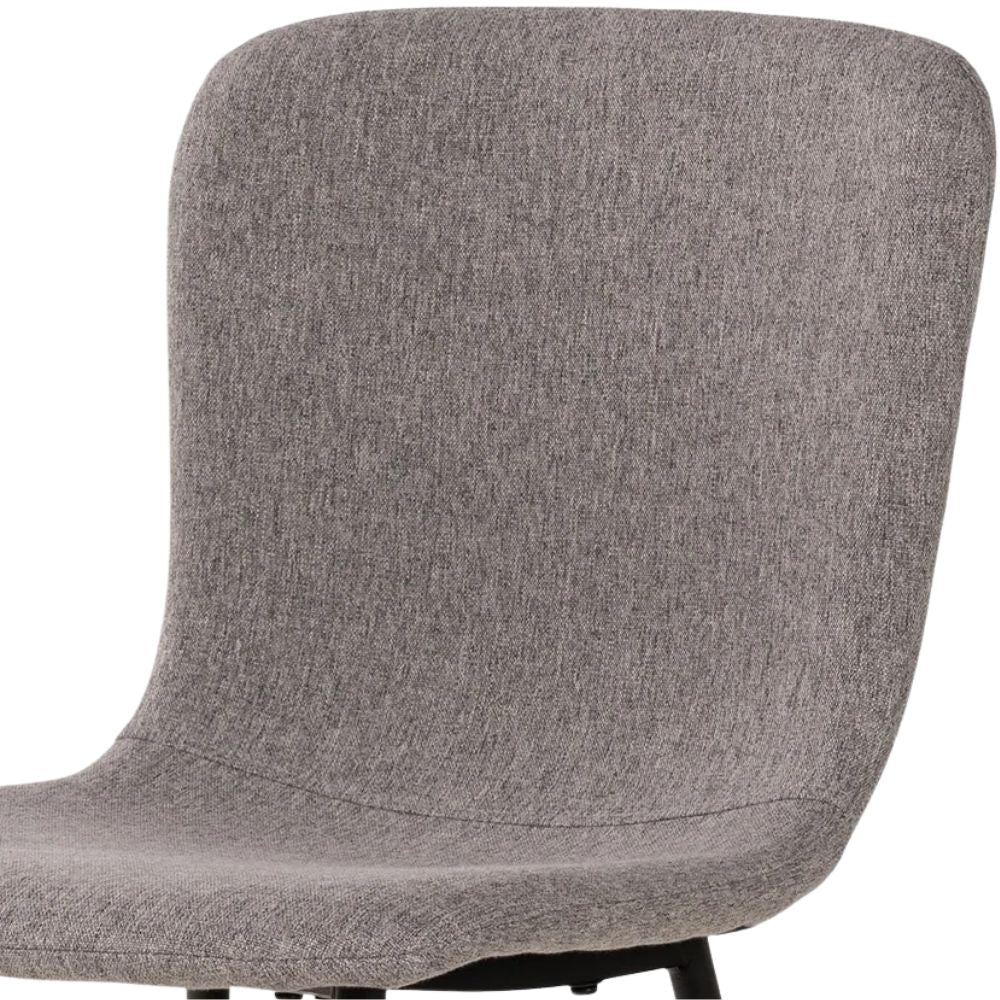 2er Set - Retro Stuhl HANNA grau Bouclé-Stoff schwarze Beine