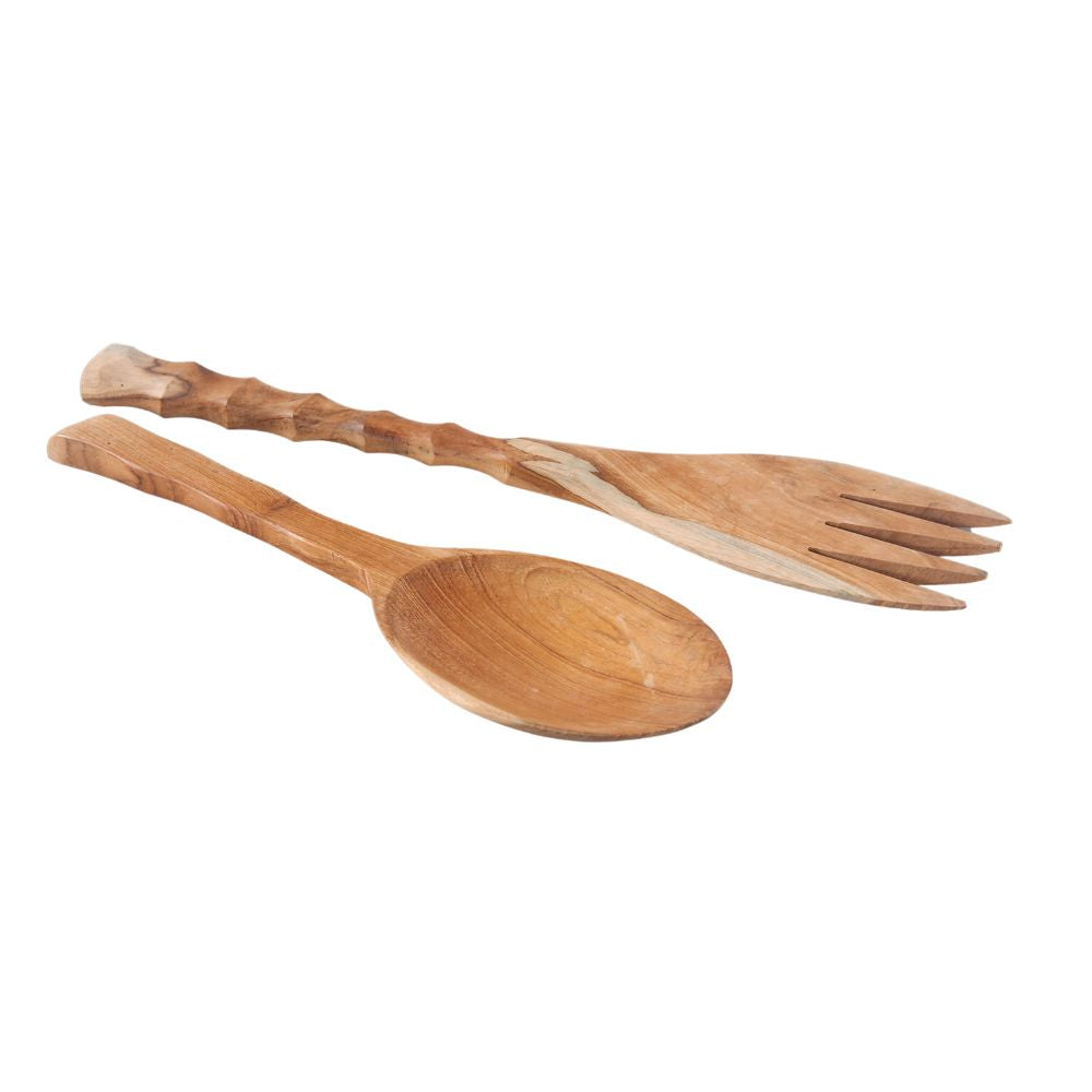 2-tlg. Set Teak Salatbesteck SALAT 30cm natural