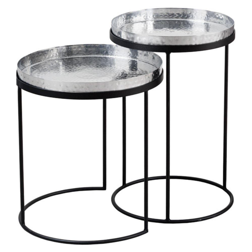 Modernes 2er Set Beistelltisch MARTELLO schwarz silber