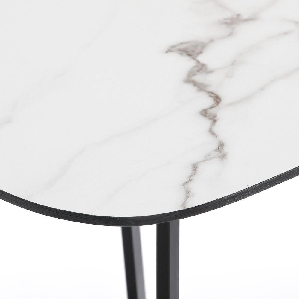 Design Beistelltisch TURIN 50cm Marmor-Optik weiss Pflanzsäule