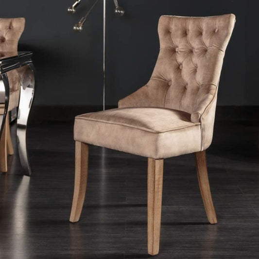 Edler Stuhl MODAN light-brown Samt mit Komfortgriff