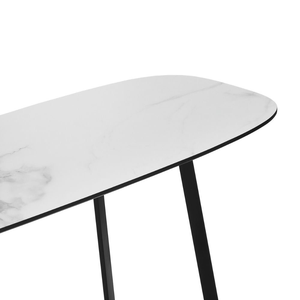 Design Konsolentisch TURIN 120cm weiss Marmor-Optik Metallgestell