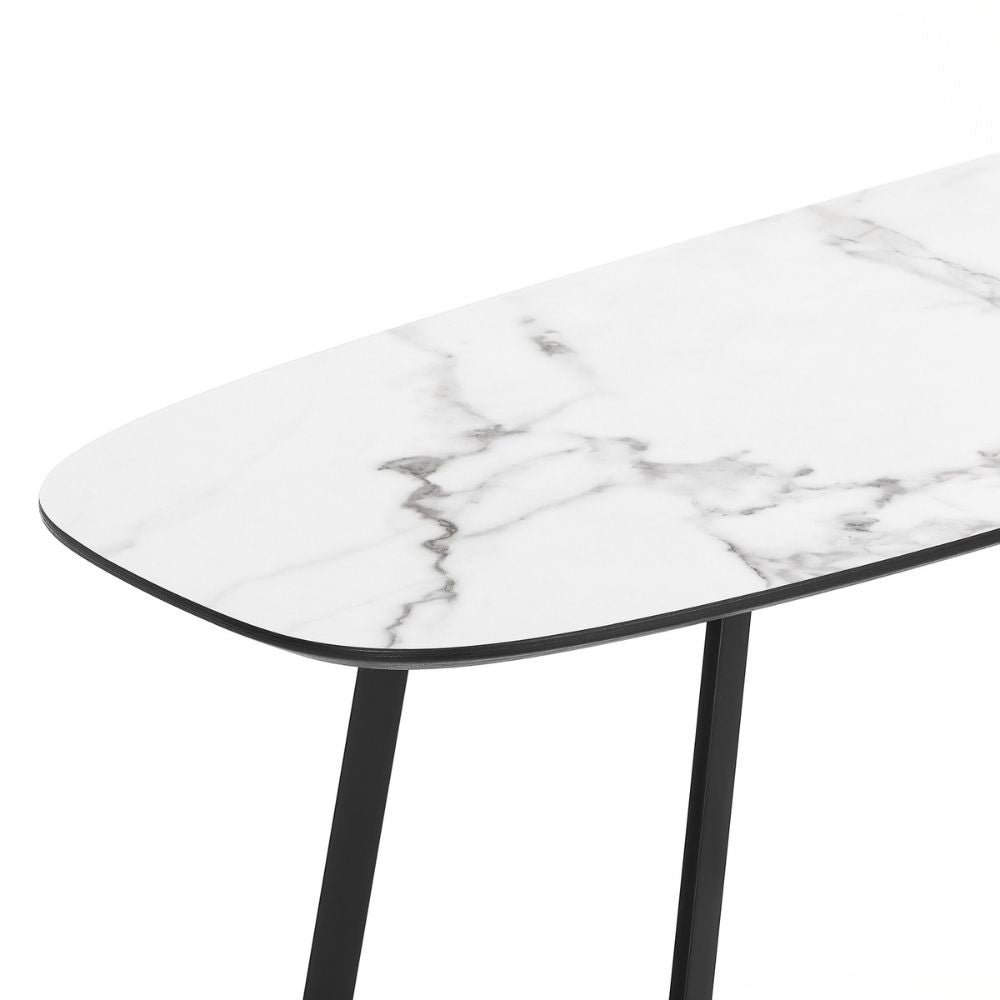 Design Konsolentisch TURIN 120cm weiss Marmor-Optik Metallgestell