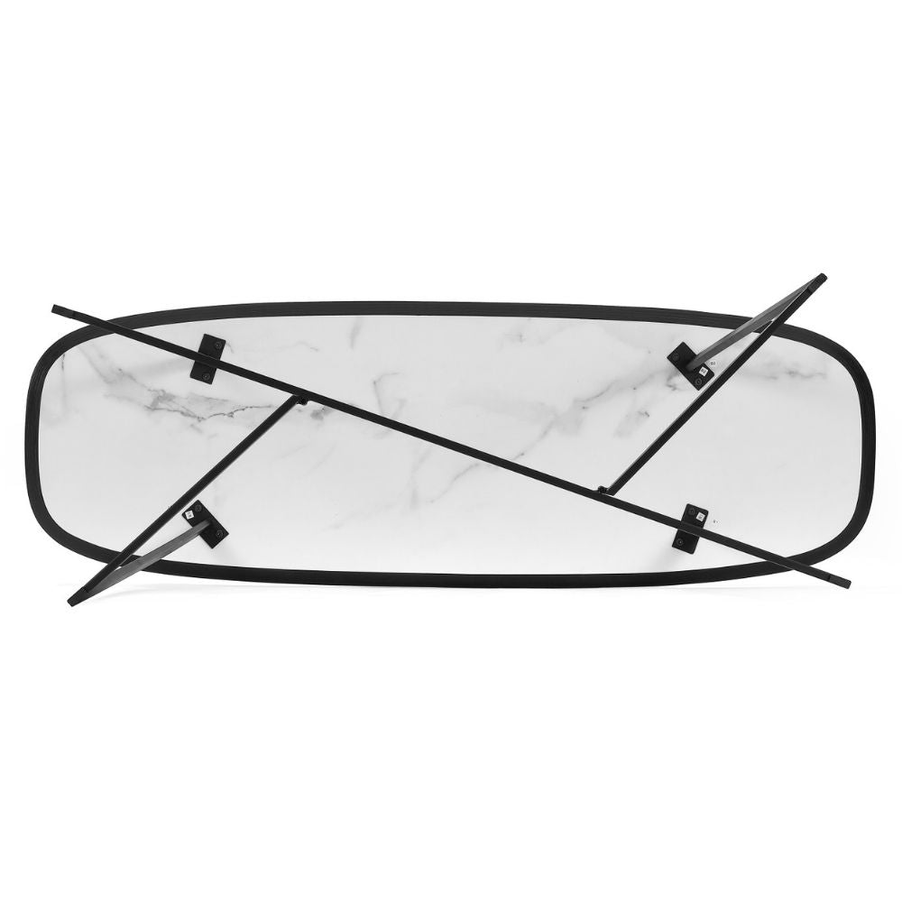 Design Konsolentisch TURIN 120cm weiss Marmor-Optik Metallgestell