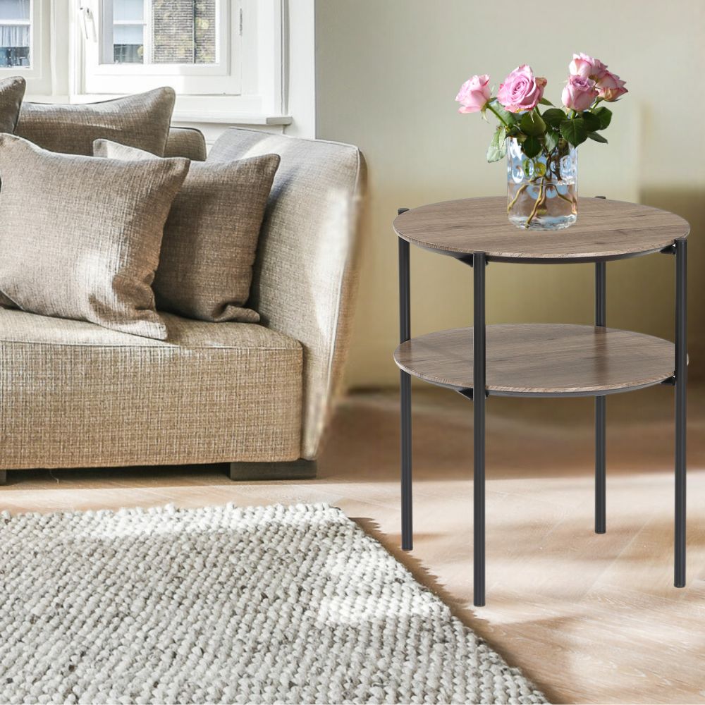 Moderner Beistelltisch PINA 43x48cm taupe Pinien-Optik Pflanzsäule