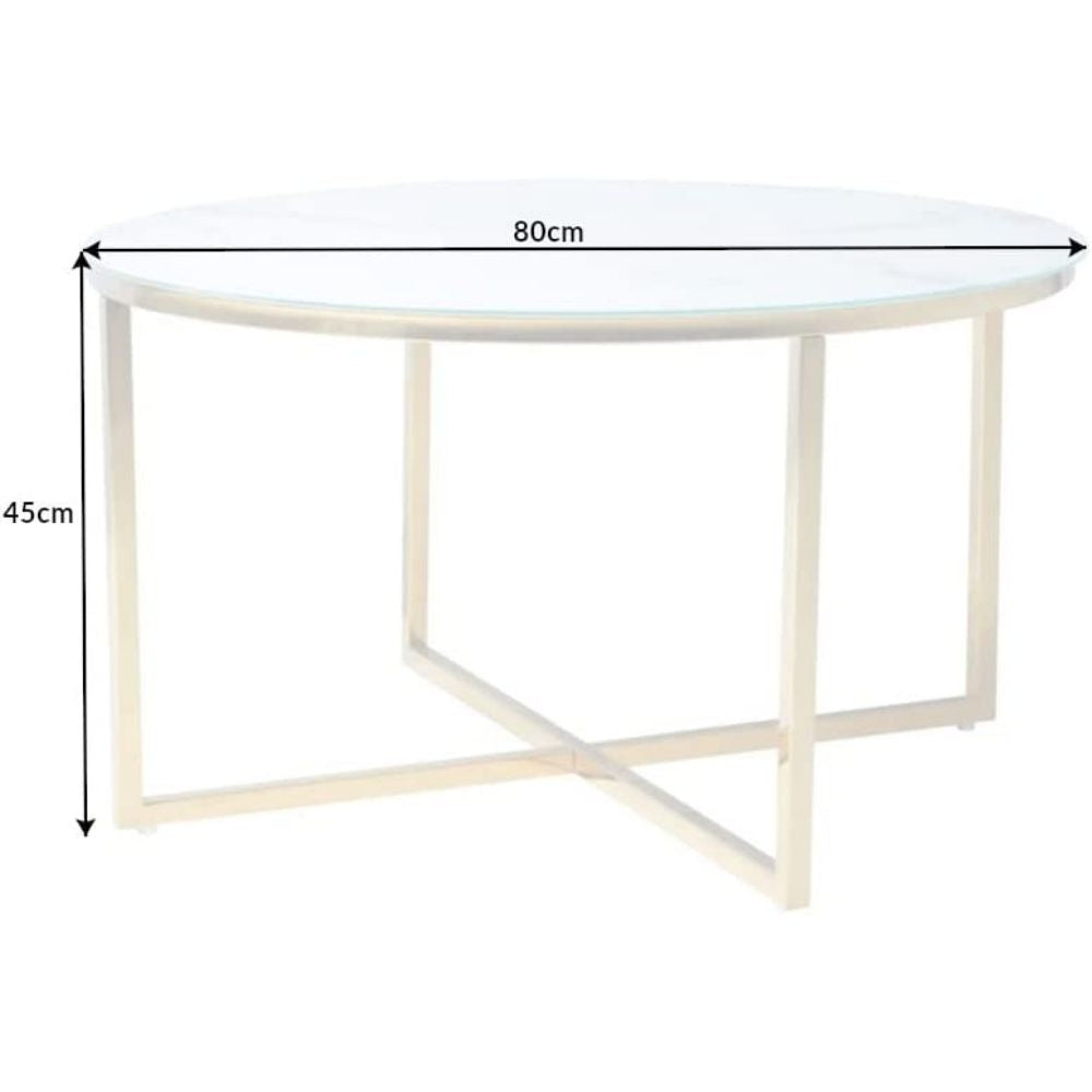 Design Couchtisch MARMO 80cm weiss gold Marmor-Dekor