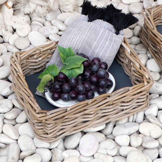 Landhaus-Tablett VERONA 21x27cm Kubu Grey Rattan Handarbeit