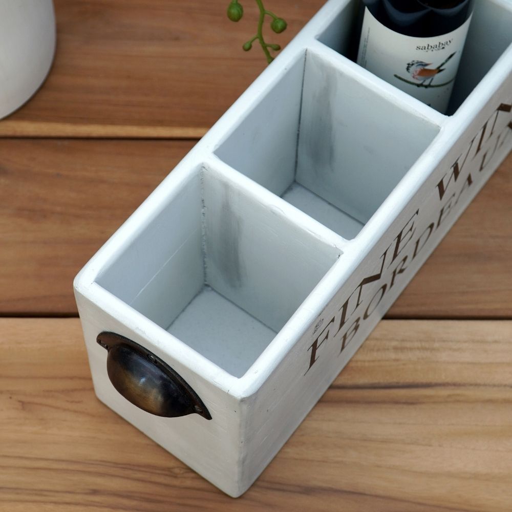 Dekorative Flaschenbox CHATEAU 45cm antik-weiss Mahagony