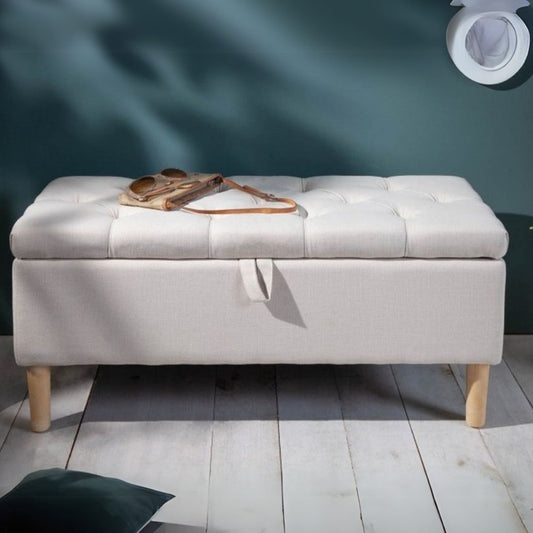Elegante Truhenbank MODAN beige ca.100cm Stauraum