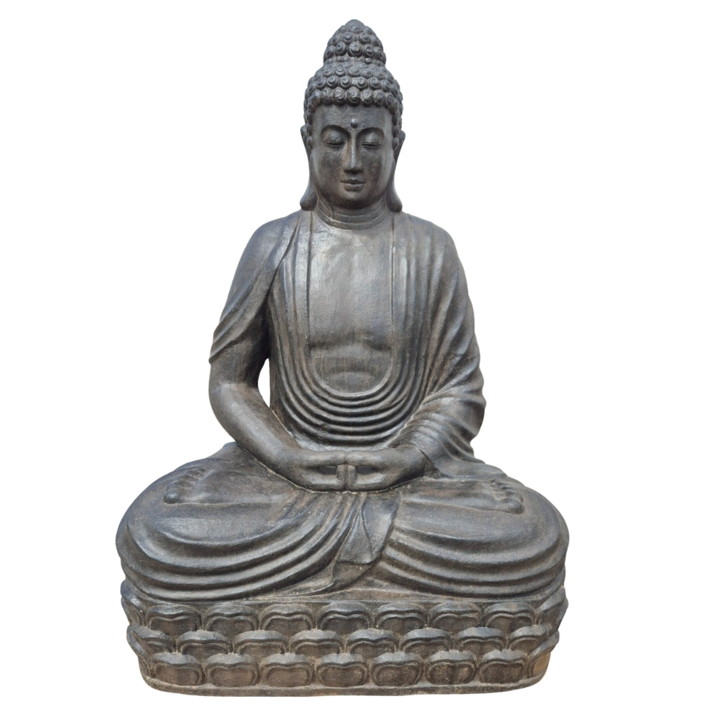 Dekorative Figur BUDDHA PRAYER 160cm antik-schwarz Garten Indoor