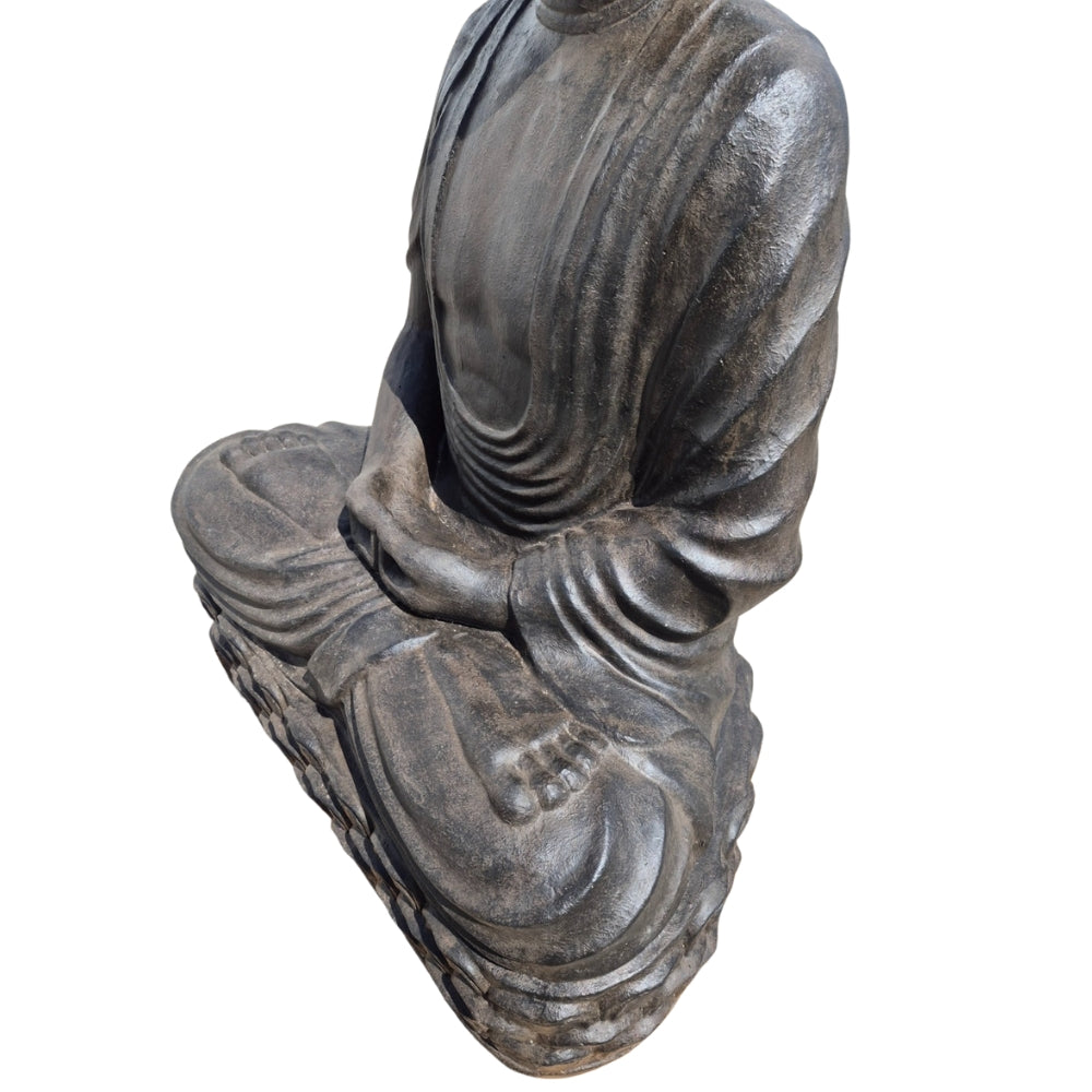 Dekorative Figur BUDDHA PRAYER 160cm antik-schwarz Garten Indoor