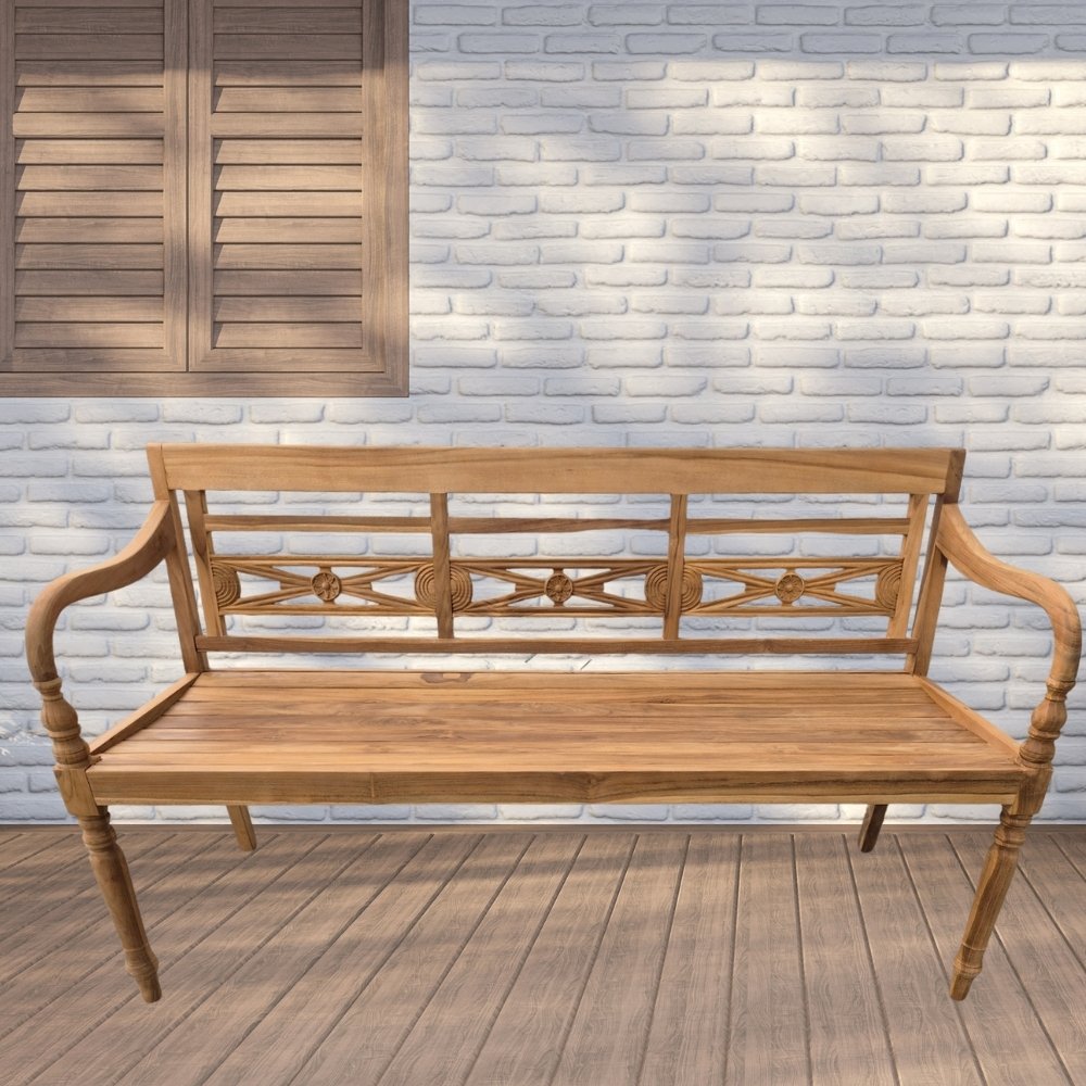 Massive Teakholz Sitzbank CHRISTOS 150cm natur Outdoor Gartenbank