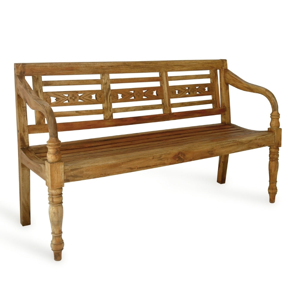 Massive Teakholz Sitzbank CHRISTOS 150cm natur Outdoor Gartenbank