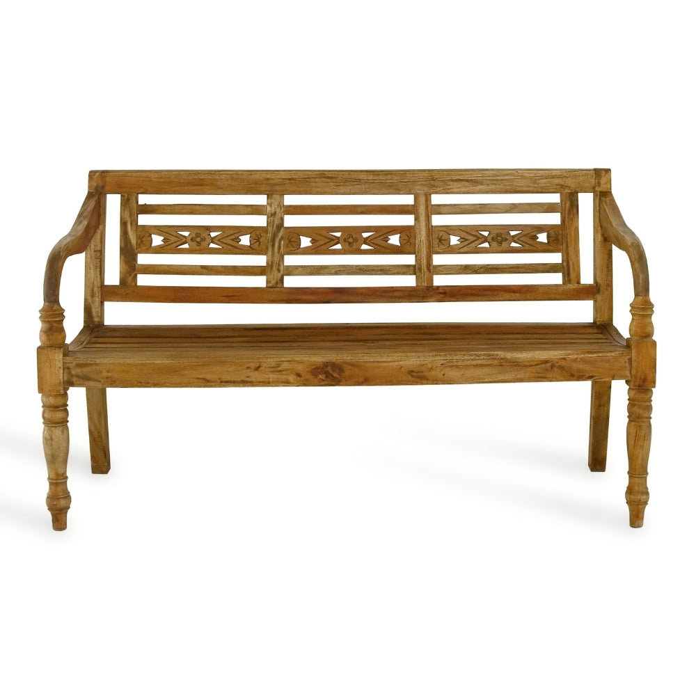 Massive Teakholz Sitzbank CHRISTOS 150cm natur Outdoor Gartenbank