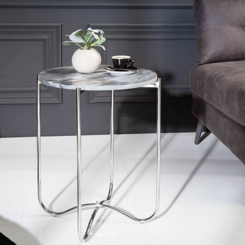Moderner Beistelltisch MAMO abnehmbare Marmor-Platte ca.D43cm