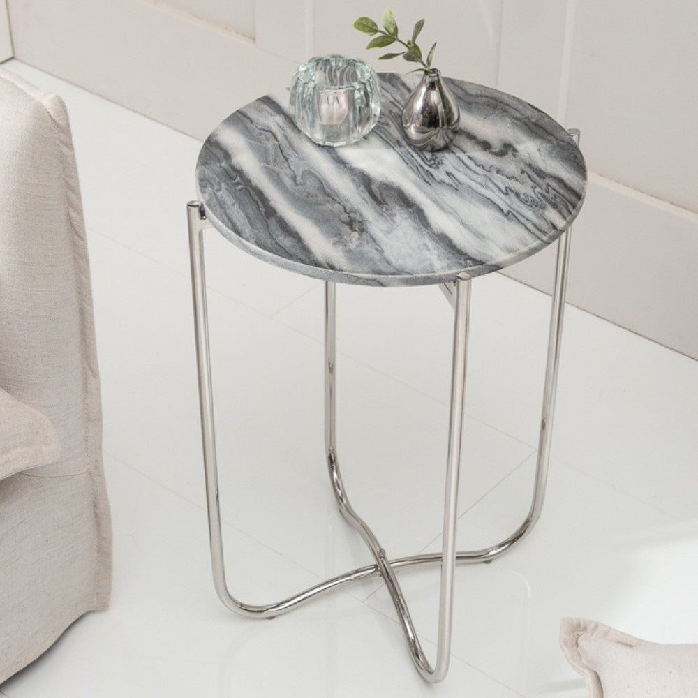 Moderner Beistelltisch MAMO abnehmbare Marmor-Platte ca.D38cm