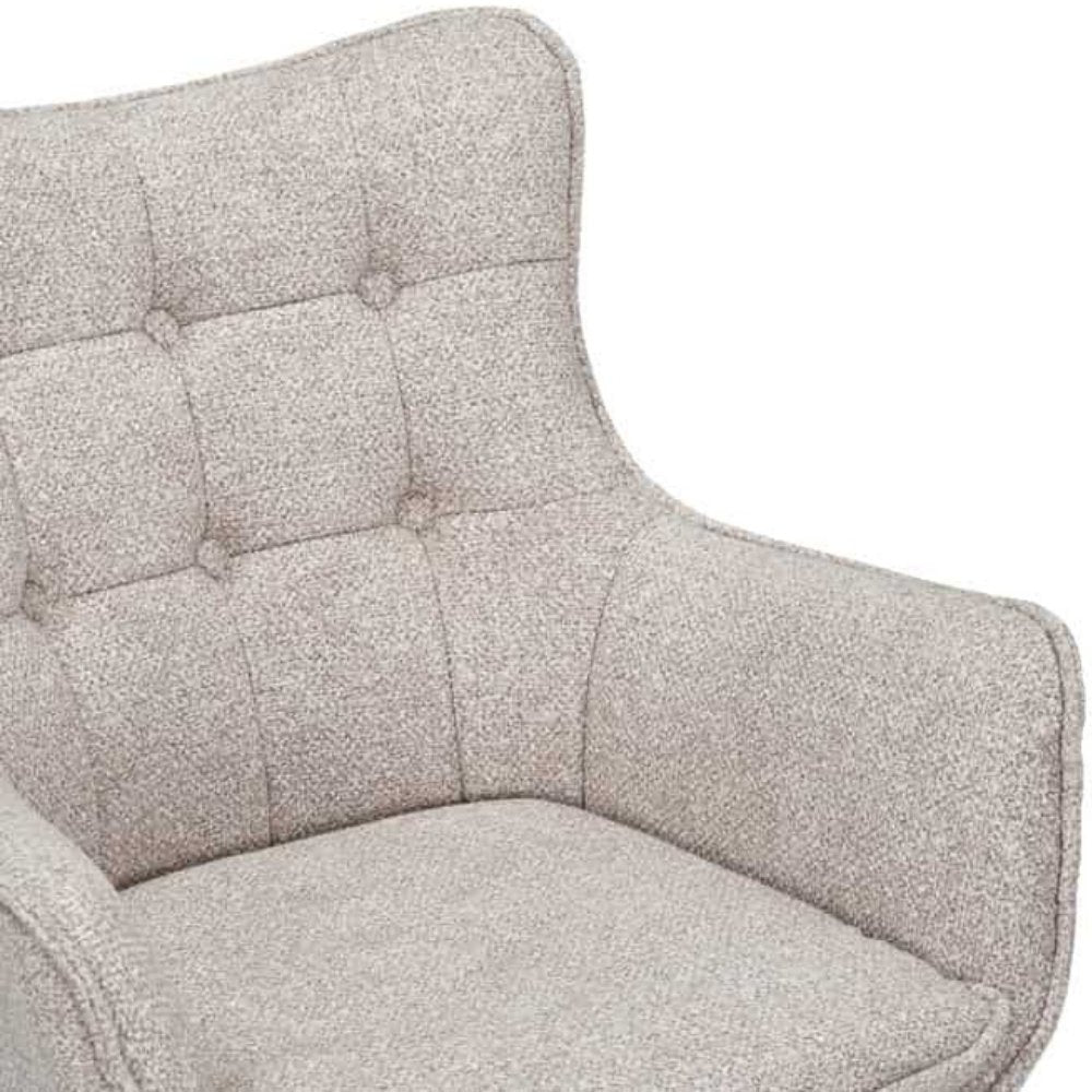 Drehbarer Stuhl ODIN beige Strukturstoff Eichenholz Gestell