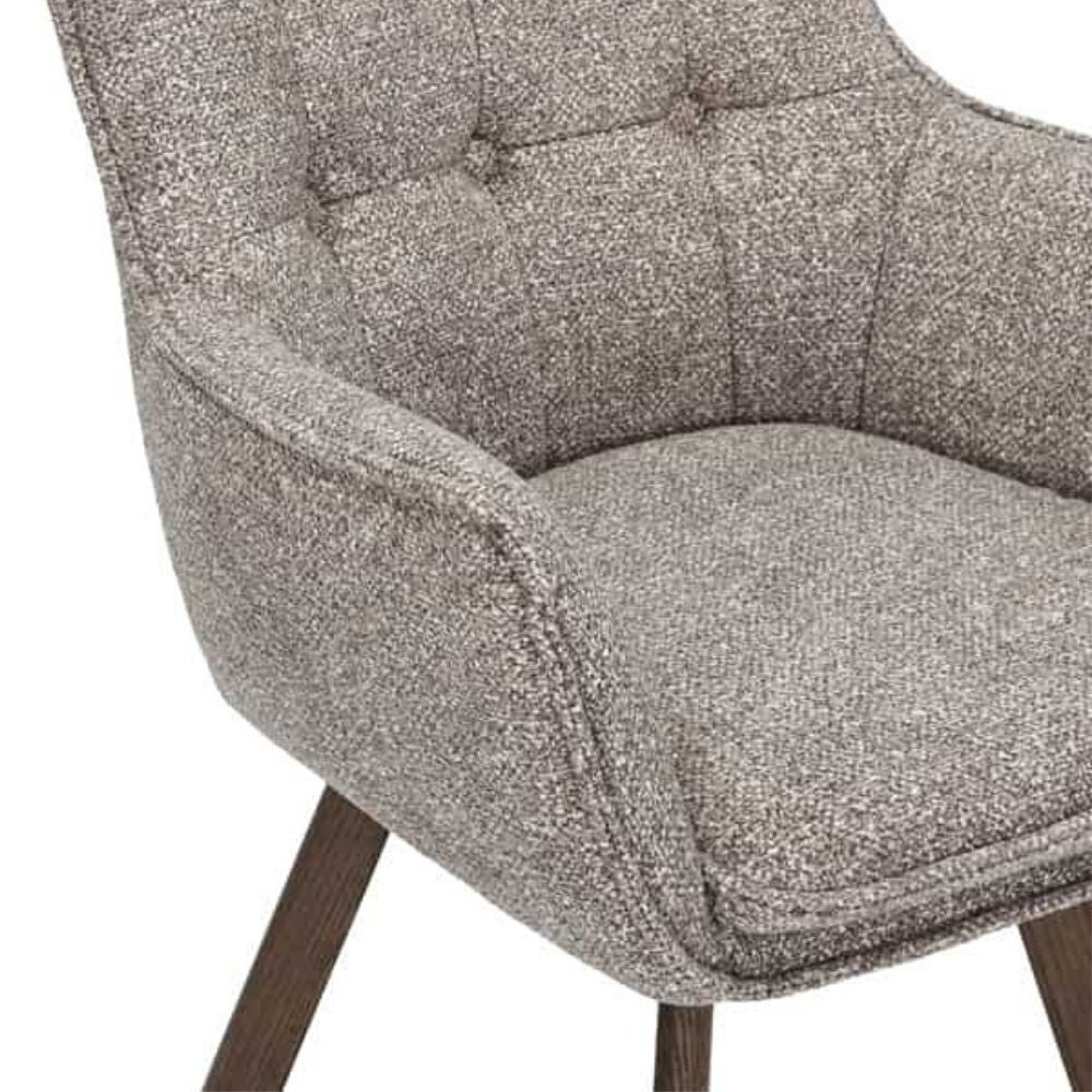 Drehbarer Stuhl ODIN taupe Strukturstoff Eichenholz Gestell